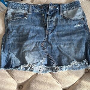 American Eagle Outfitters Distressed Blue Denim Mini Skirt